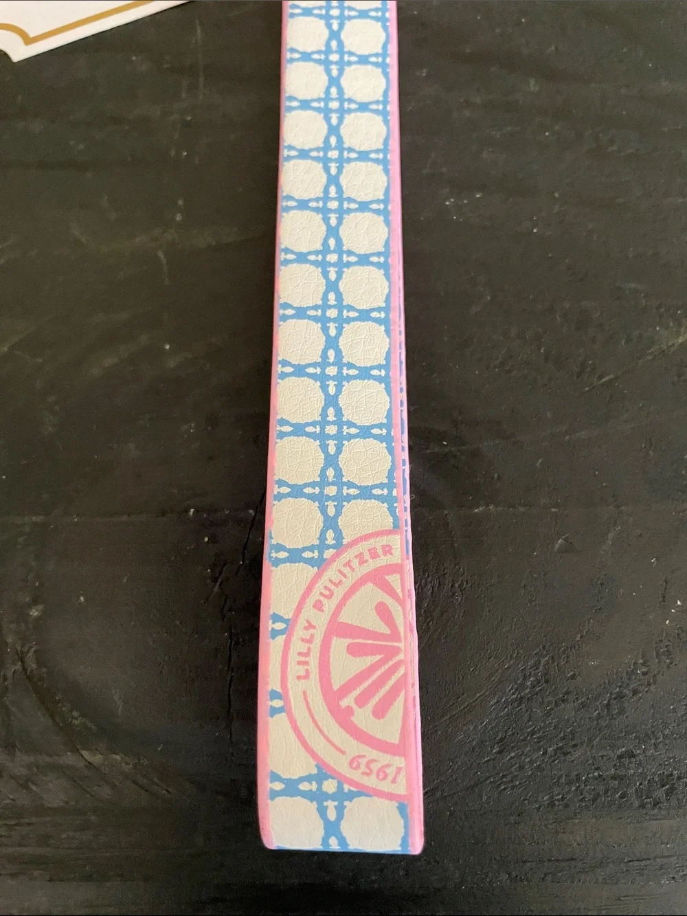NWT Lilly Pulitzer “Frenchie Blue Caning” Patterned Wrist strap Keychain